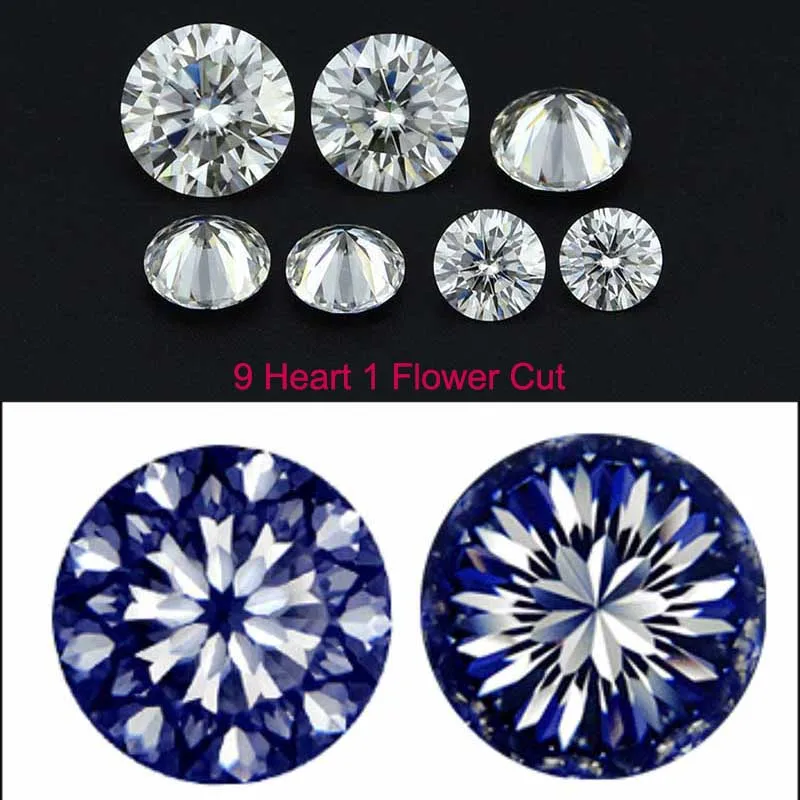 0.5-3Ct 9 Heart 1 Flower Cut D Color Round Moissanite Pietre Sciolte Round Lab Moissanite Diamond Gemstones Pass Tester Per Fai Da Te