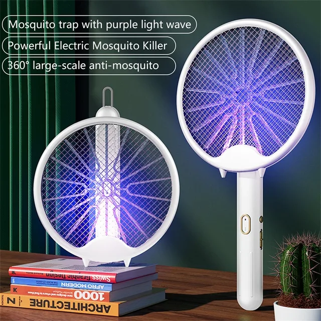 2 In-1 Légy Swatter Elektromos Ütő Újratölthető Hibás Zapper Hordozható Összecsukható Szúnyoggyilkos Csapda Otthoni Hálószoba Teraszra - Image 3