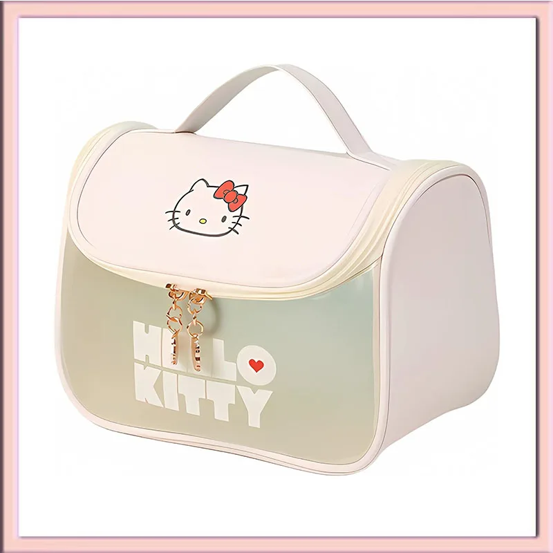

Милая косметичка Sanrio для женщин и девушек, прозрачная Водонепроницаемая косметичка из искусственной кожи Hello Kitty, дорожная косметичка