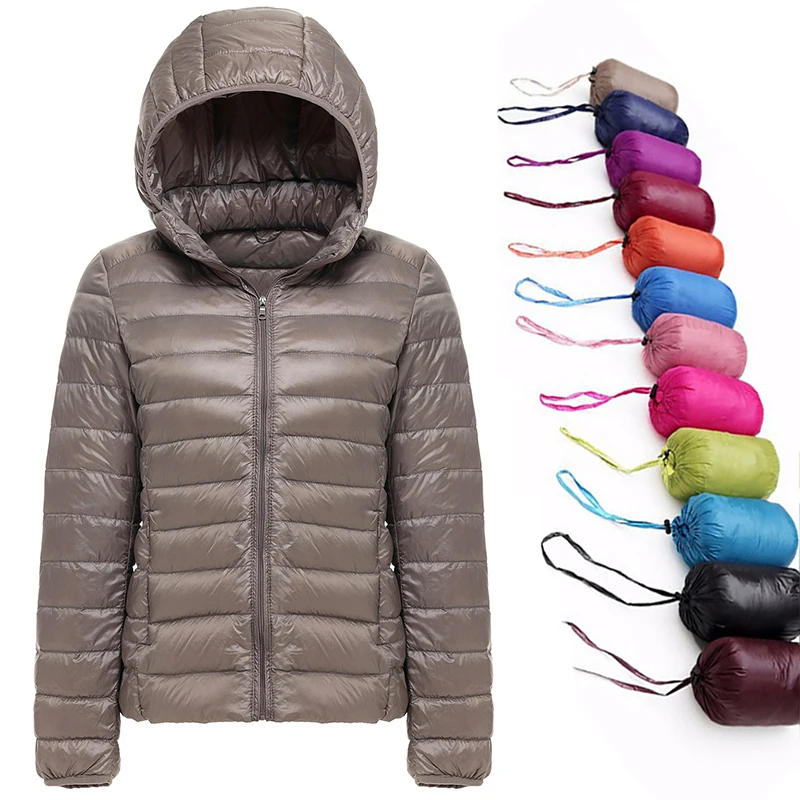 Новинка 2021, женское осенне-зимнее пальто на 90% утином пуху, Женская Ультралегкая пуховая куртка