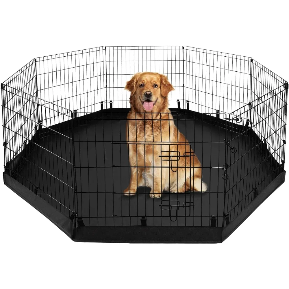 

PJYuCien Dog Playpen - Metal Foldable Dog Exercise Pen, Pet Fence Puppy Crate Kennel Indoor Outdoor with 8 Panels 30”H