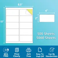 2" x 4" Shipping Labels,Printable White Mailing Labels for Laser/Inkjet Printer,Permanent Adhesive Sticker Labels(500. 2