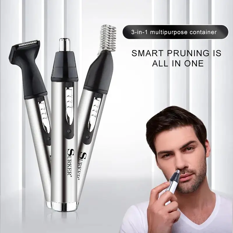 3in1RechargeableNoseHairTrimmerElectricRemovalClipperRazor