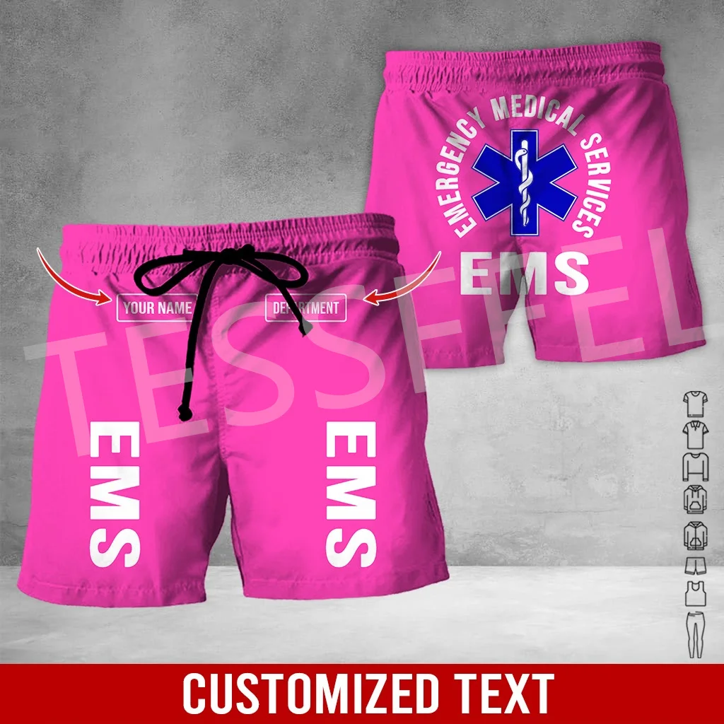 Streetwear EMS EMT Nurse Paramedic Medical Tattoo Custom Name 3DPrint Unisex Harajuku Beach Short Pants Summer Casual Shorts X2