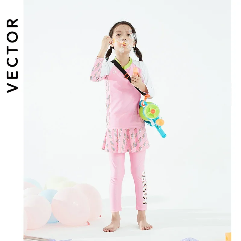 VECTOR Children's Swimsuit Sunscreen Swimsuit Bikini Breathable Split Suit Summer Beach Long-sleeved Swimsuit Can Be Split 2023 3