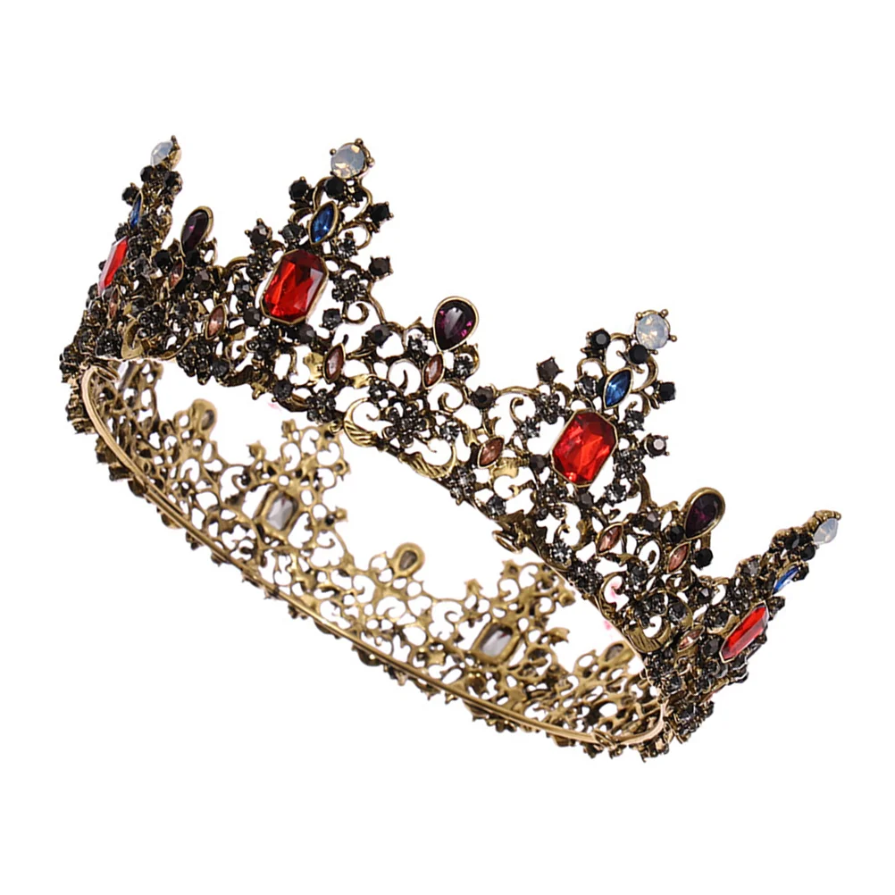 

Jeweled Baroque Crown for, Black Vintage Tiara Wedding Crown Costume Party Accessories for Brithday Prom