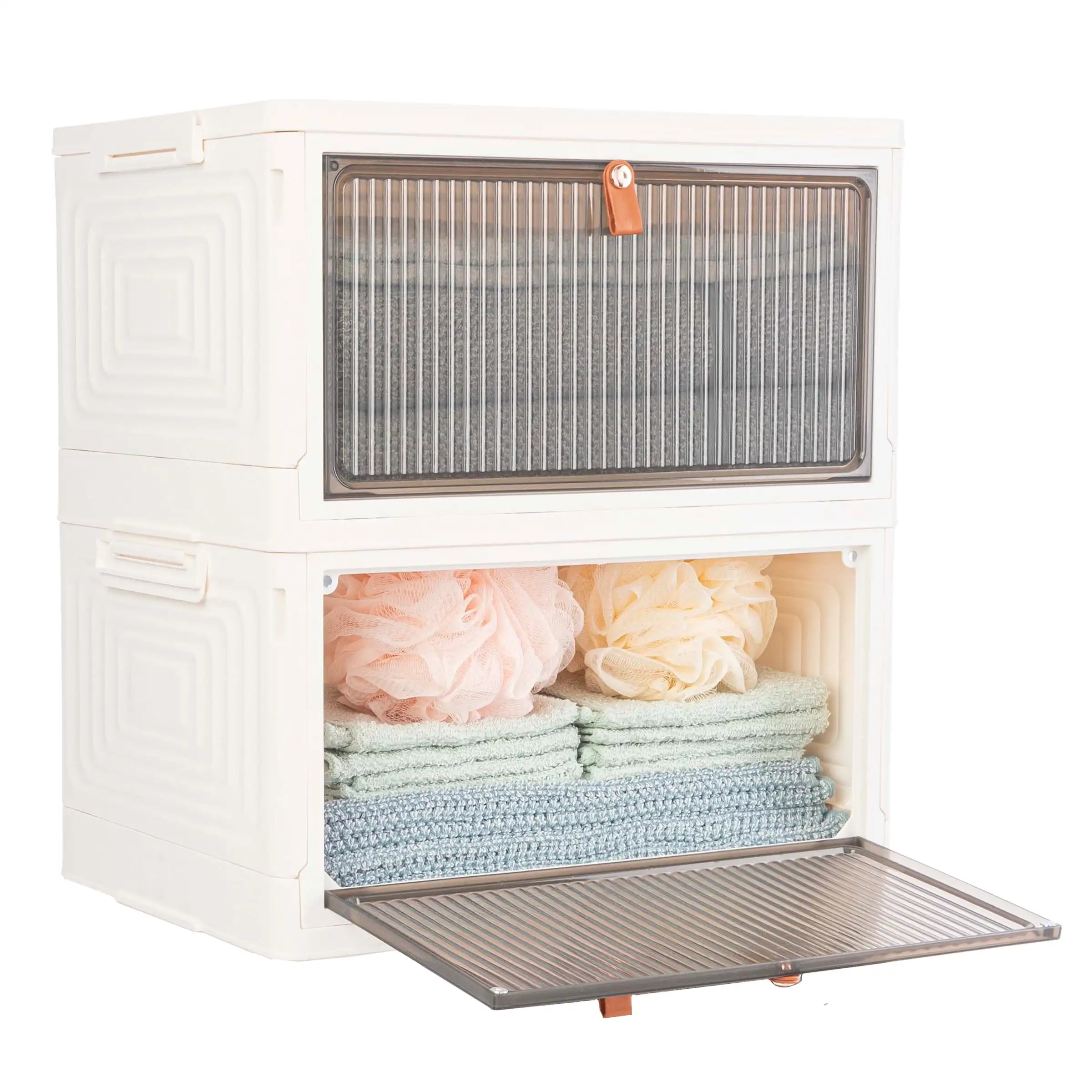 

Home-Complete Set of Two 23Qt Capacity Collapsible Storage Bins with Lids