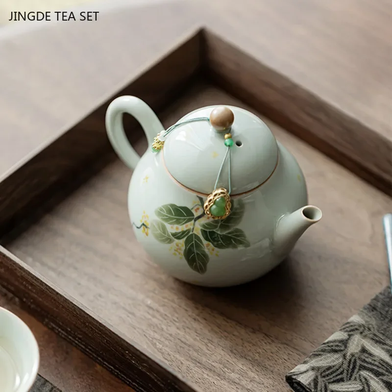 150ml High-end Under-glaze Color Ceramic Teapot Handmade Exquisite Ball Hole Filter Tea Infuser Custom Chinese Tea Set Gifts