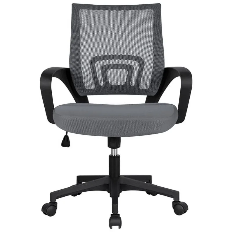 

Smile Mart Adjustable Mid Back Mesh Swivel Office Chair with Armrests, Dark Gray