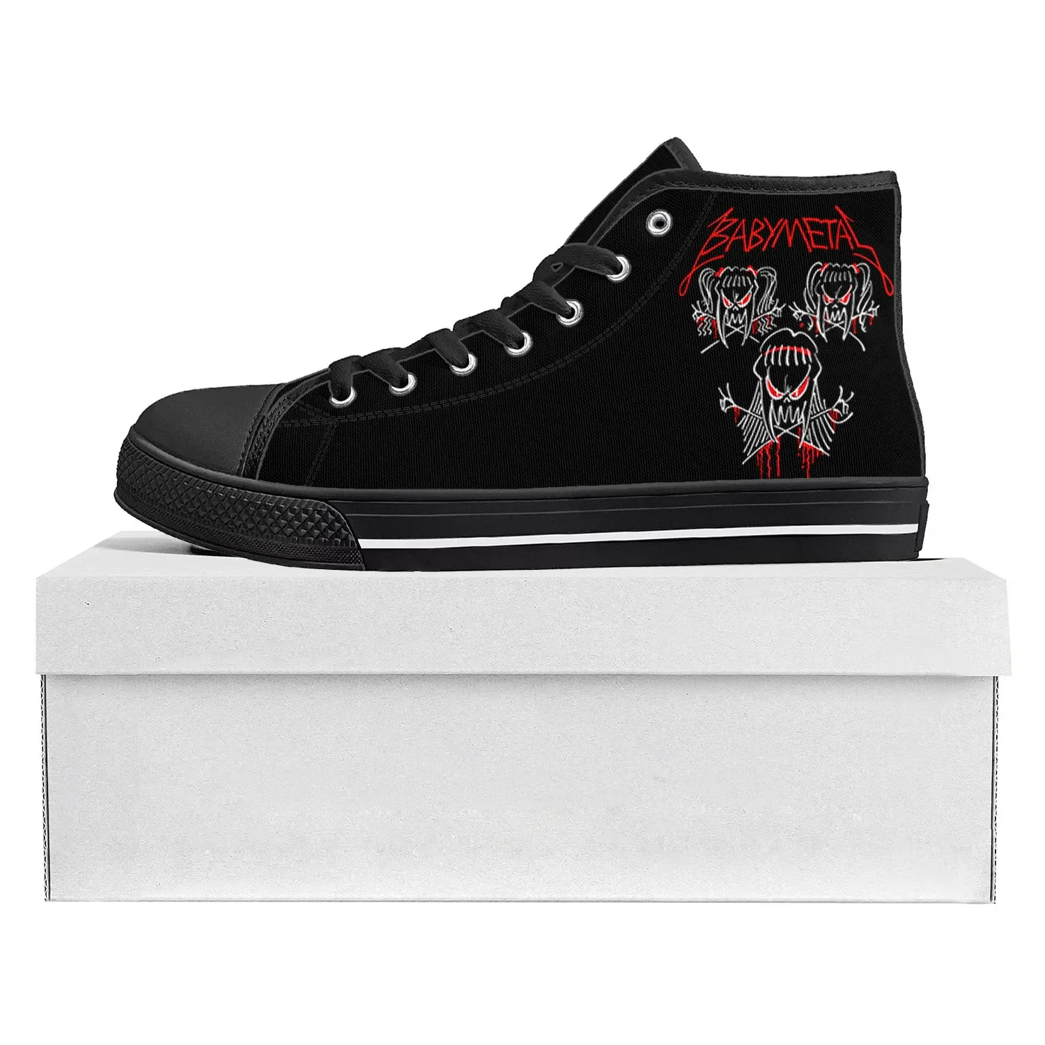 Babymetal Rock Band Pop Fashion High Top High Quality Sneakers Mens Womens Teenager Canvas Sneaker Couple Shoe Custom Shoe Black