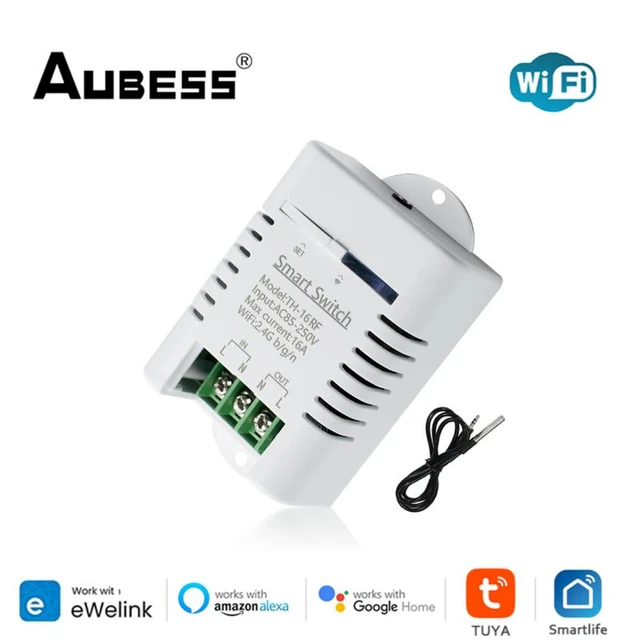 Commutateur Wifi intelligent 16A/3500W, Kit domotique sans fil de  surveillance de la température avec capteur