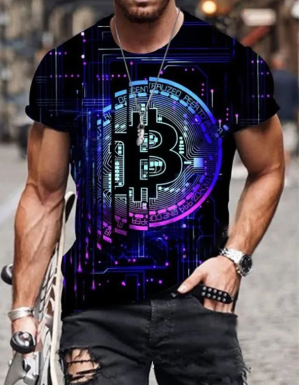 

Mens T Shirt For Men Clothing Unisex Bitcoin Graphic 3D Printing T-shirt Summer Tops Short Sleeve Fashion Casual Oversized Tees
