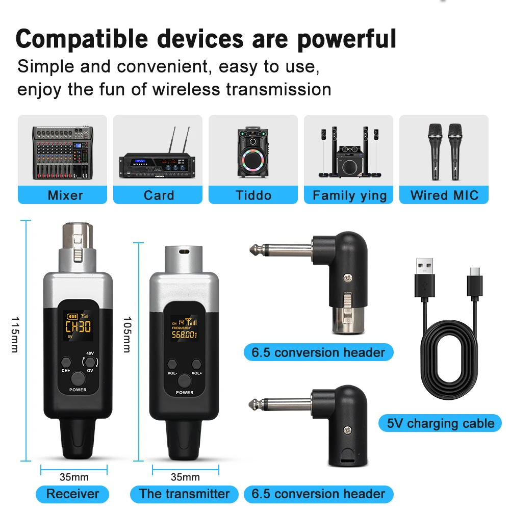 LEUS U2 UHF Wireless Microphone Converter XLR Transmitter/Receiver Microphone Wireless System for Dynamic/Condenser for wireless microphone,wireless microphone converter