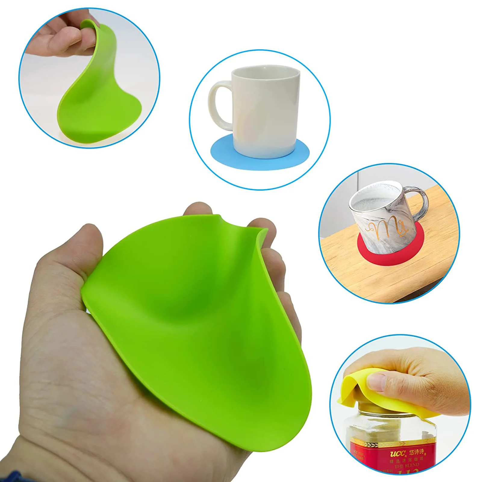 Jar Gripper Multi-Purpose Lid Openers, Set of 3, Non Slip Jar Grips Rubber Pads, Jar Opener for Weak Hands, Random Color