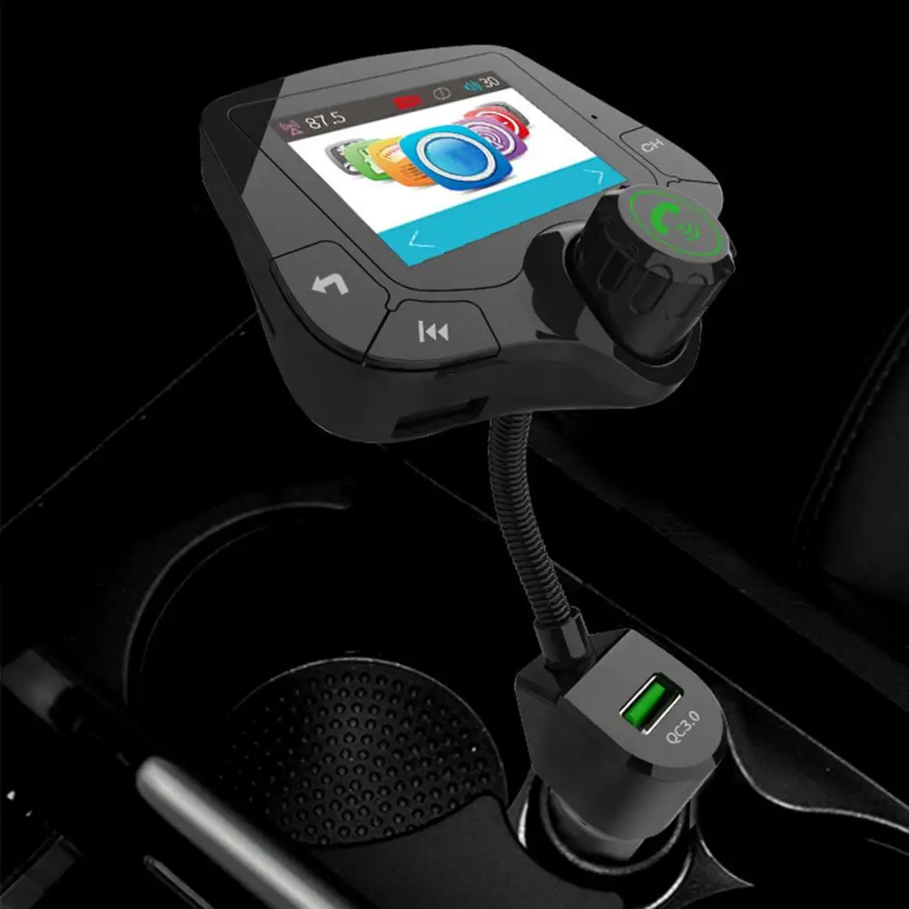 1.8 Inch Color Display Bluetooth-compatible Handsfree Car Kit 3 USB Port QC3.0 Car Charger FM Transmitter Car MP3 Music Player