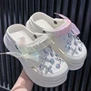 Crystal Clogs for Women Summer 2025 Big Rhinestone Chunky Platform Sandals Woman Thick Bottom Soft Eva Heels Slippers Shoes