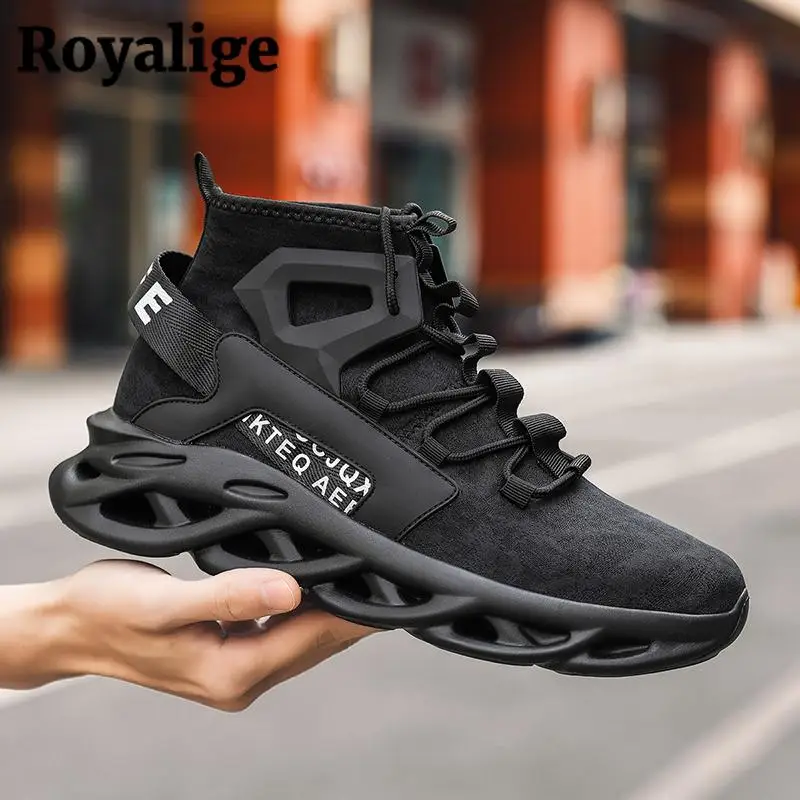 Sneakers Men Vulcanized Shoes Casual Breathable High Top Sports Shoes for Men Increase Running Solid Color Tennis Cool Boots New 1