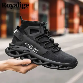 Sneakers Men Vulcanized Shoes Casual Breathable High Top Sports Shoes for Men Increase Running Solid Color Tennis Cool Boots New 1