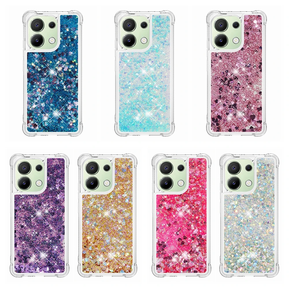 Coque de téléphone pour Xiaomi Redmi 13C 4G 13 C feuille d'or brillant Bling paillettes étoile coque souple pour POCO C65 C 65 dégradé Transparent Silicone TPU couverture arrière – acheter aux