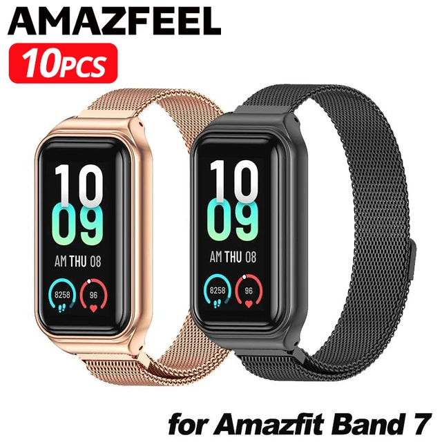 10pcs Watch Strap For Amazfit Band 7 Smart Band Bracelet Wristband For Amazfit  Band 7 Strap Stainless Steel Magnetic Band Case - AliExpress