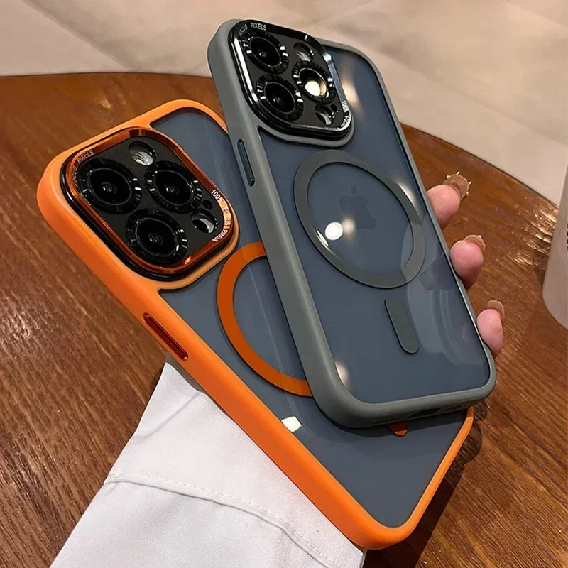 Luxury Magnetic Metal Lens Bumper Protection Case For iPhone 17 16 15 14 13 12 11 Pro Max Funda Wireless Charge Hard Clear Cover 4