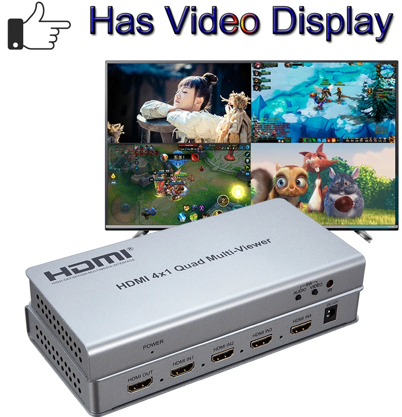 4x1 HDMI Multiviewer 1080p четырехэкранный дисплей в режиме реального времени