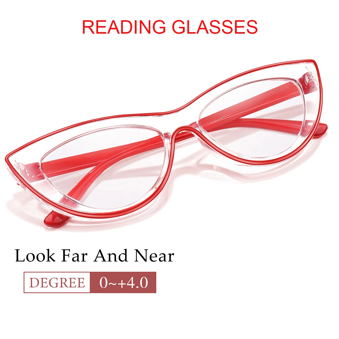 Reading Glasses Fashionable Lightweight Cat-Eye Far Sight Presbyopic