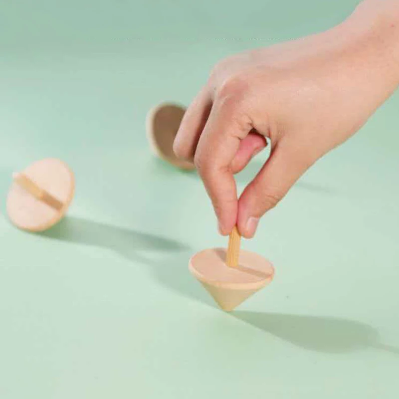 Wooden Spinning Top Unfinished Kids Educational Toys Party Favors Goodie Bag Stuffers Bulk Classroom Prizes Gifts Boys Girls - 3