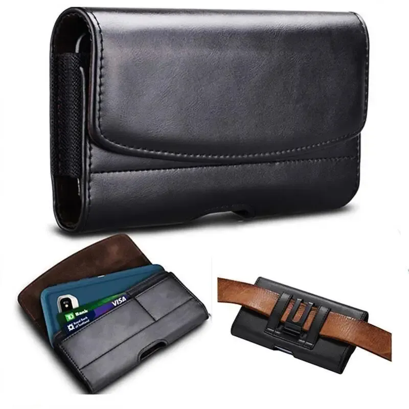Universal Leather Belt Clip Pouch Multifunction Mobile Phone Waist Bag For Samsung IPhone Huawei Xiaomi Samsung Case Dual Pouch