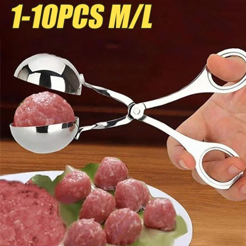 Meatball Maker Tool Clip Newbie Non Stick Stuffed Meat Ball Spoon Shaper Cooking Scoop Stainless Steel Kitchen Accessories