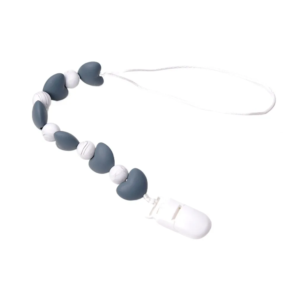 Silicone Beads Pacifier Clip Baby Dummy Holder Leash, Teething Pacifier Chain