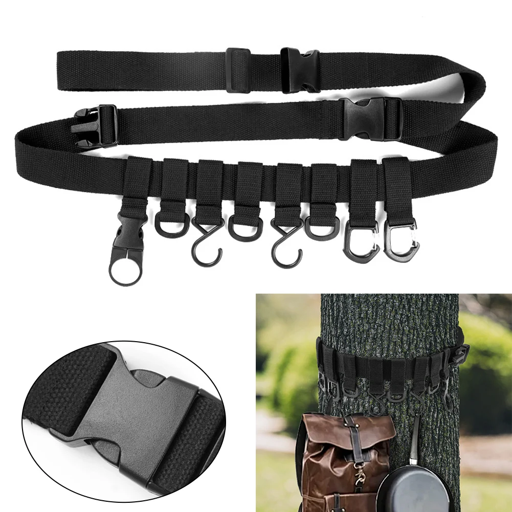 

1pc Lanyard Outdoor Camping Hang Lanyard Treestand Strap Storage Strap Multi-Hook Hiking 188x3.7cm For Camping Hiking Outdoor