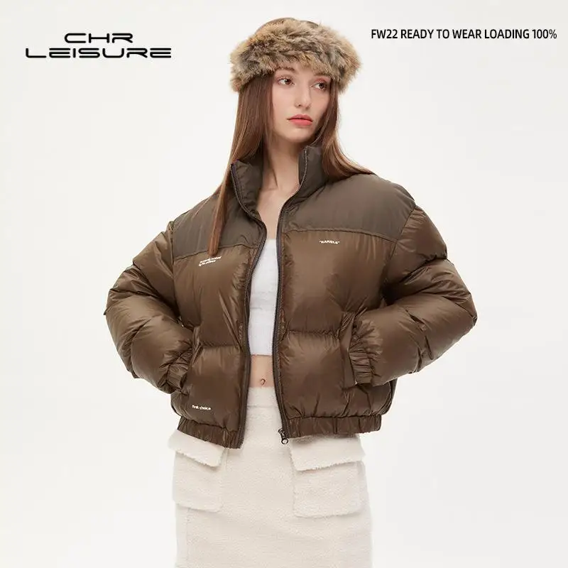 

SALSPOR Winter Jackets for Women 2023 Loose Long Sleeved American Style Retro Short Bread Jacket Thick Fashion Casual T-Shirt