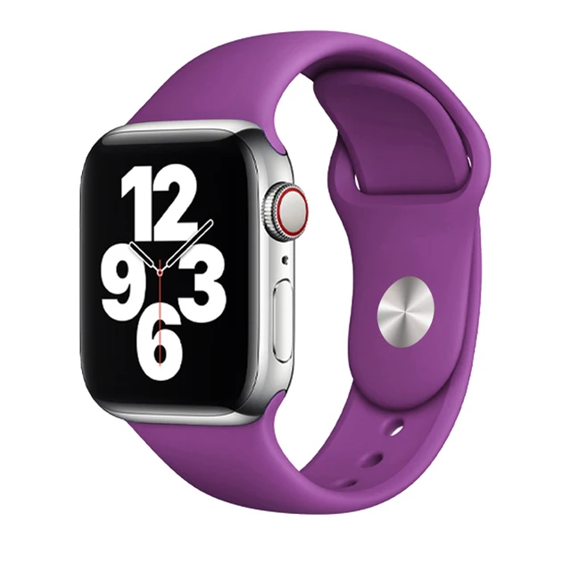 Silicone Strap For Apple Watch Band 44mm 41mm 45mm 40mm 38mm Smart Watch Sports Rubber Bracelet iWatch 6  Serie 7 SE Watchband New Purple