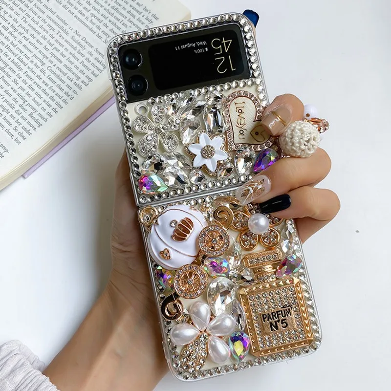 Bling Diamond Pumpkin Custodia Morbida Per Auto Per Samsung Galaxy Z Flip Z Flip 2 Z Flip 3 Z Flip 4 Z Fold 3 Z Fold 4 Cover Posteriore