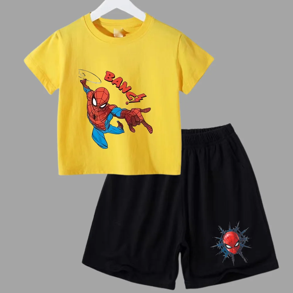 thumbnail image 1 of Conjunto de verano de Marvel Spider-Man para bebé adolescente, camiseta para niño, pantalones cortos, conjunto de 2 piezas, ropa deportiva de manga corta para niño y niña, marca de dibujos animados pa, 1 of 5