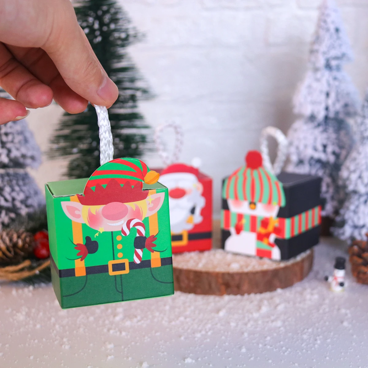 10 pz Scatola di Regali Di Natale Biscotti Scatola di Caramelle albero di Natale Appeso Decorazioni Di Natale Per La Casa 2024 Navidad Natal Regali di Capodanno  15