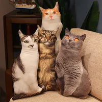 Simulation Cat Plush Throw Pillow Toy Real Life 3D Stuffed Animals Kitten Plushies Doll Cushion Cartoon Soft Kids Toys for Girls 1