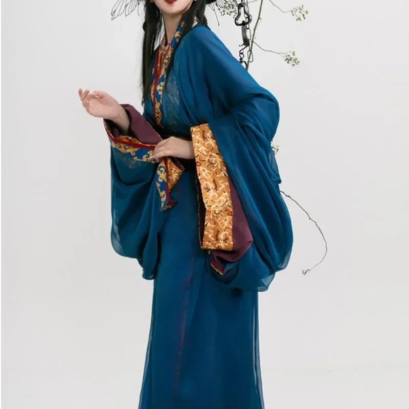 2023 Presale 30 Days Chinese Style Warring States Robe Restored Mashan Chu Tomb Style Hanfu Dress Costume 4pcs/set