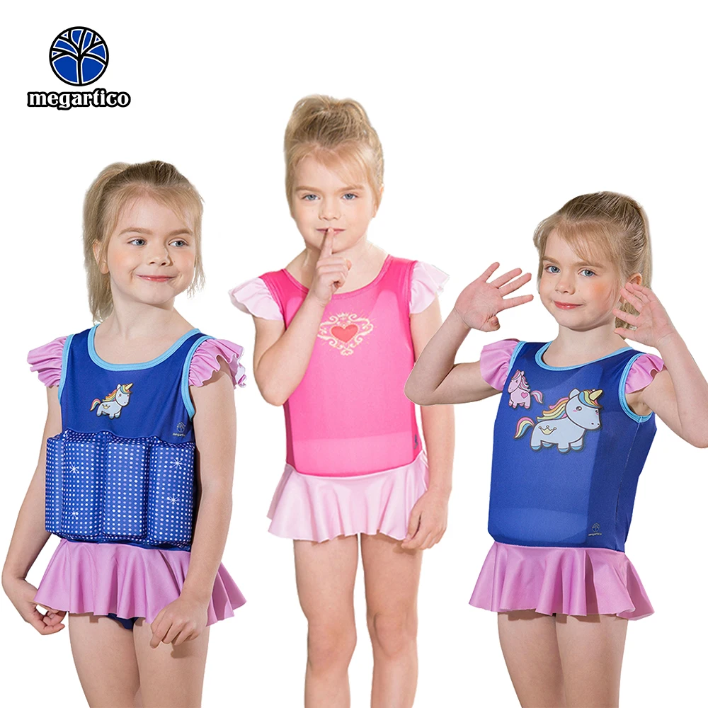 

Megartico Girls Swim Life Jacket Child Cartoon Unicorn Print Ruffle Buoyancy Vest Float Baby Kayak Pool Beach Swimwear 2-6 Years