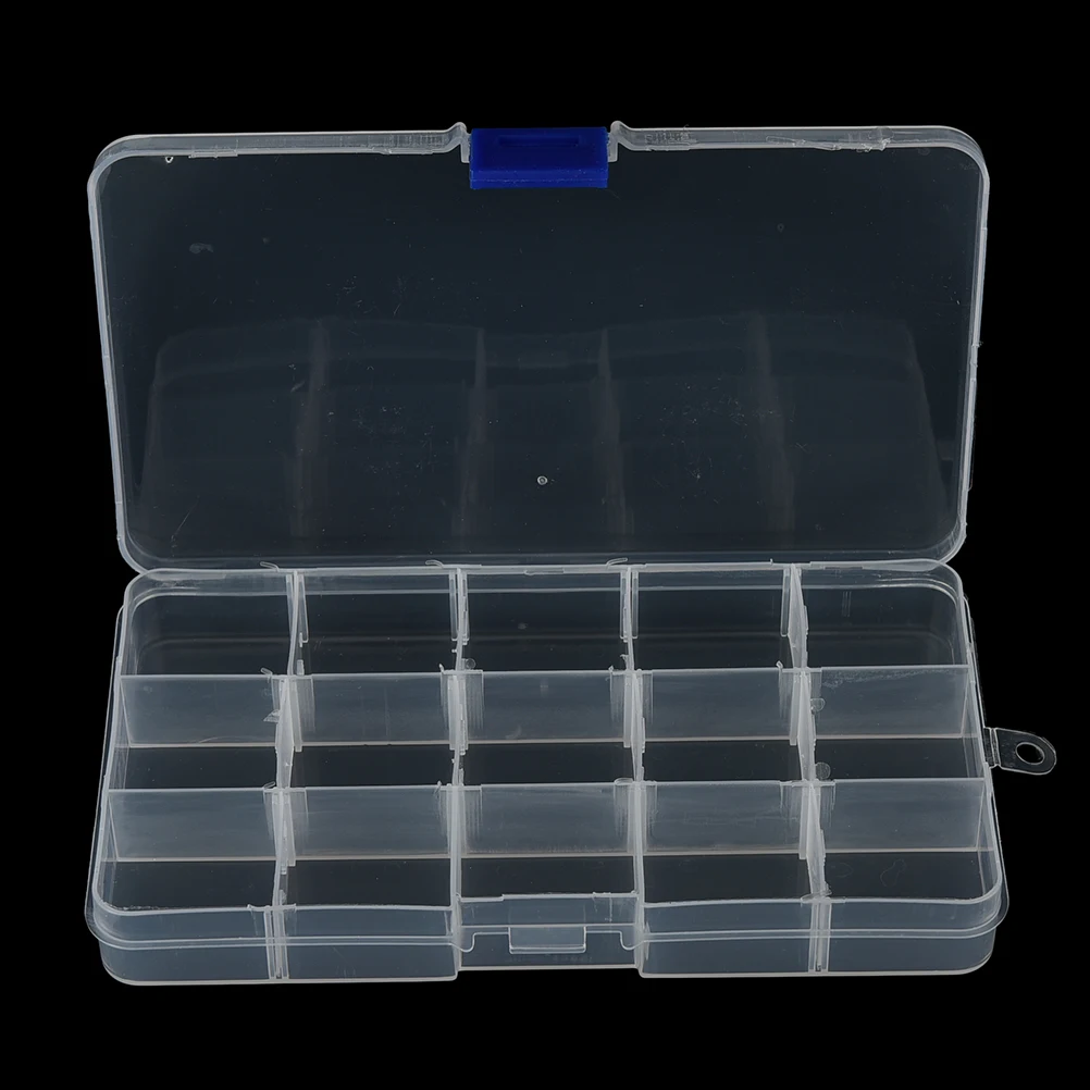 1PC 15 Compartments Clear Plastic Storage Box Jewelry Screw Organizer  Container Fishing Supplies Storage Box