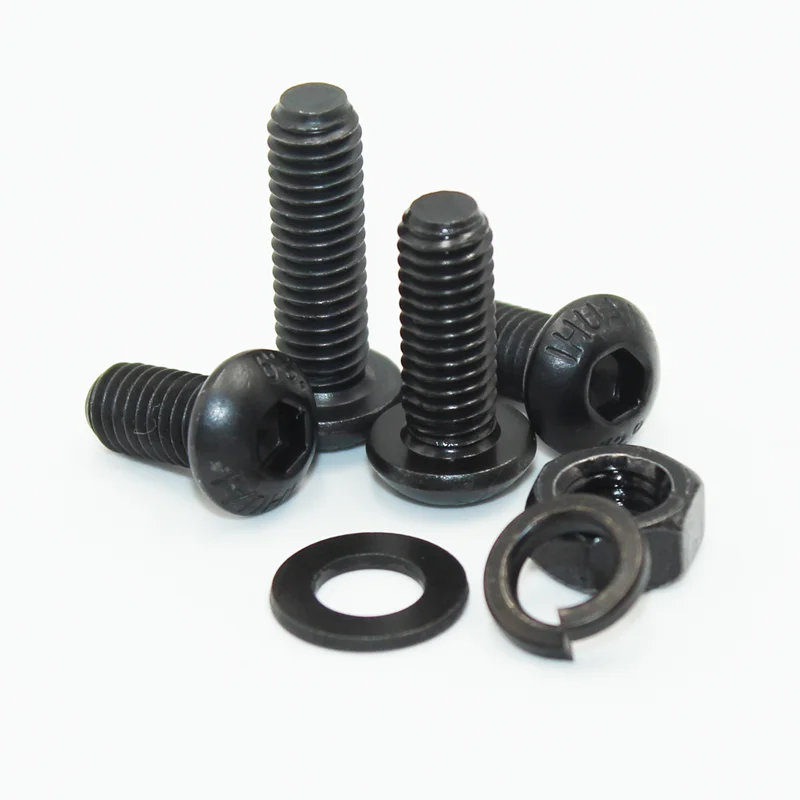 2510p Round Hex Cap Screw kit M2 M2.5 M3 M4 M5 M6 Black 10.9 Grade Socket Button Head Allen Drive Bolt Nut Washer ISO7380