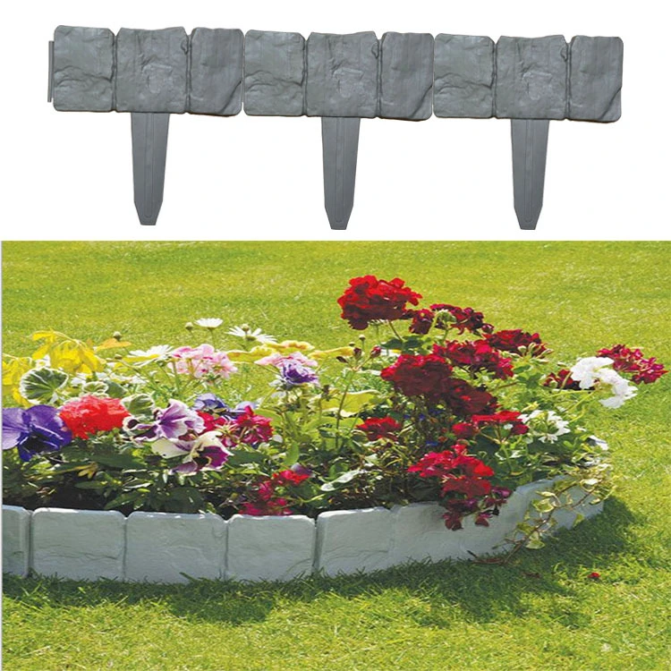 10 Packs Garden PP Fence Edging Cobbled Stone Effect Lawn Edging-DIY Yard Landscape Plant Fence(3 colors) 3