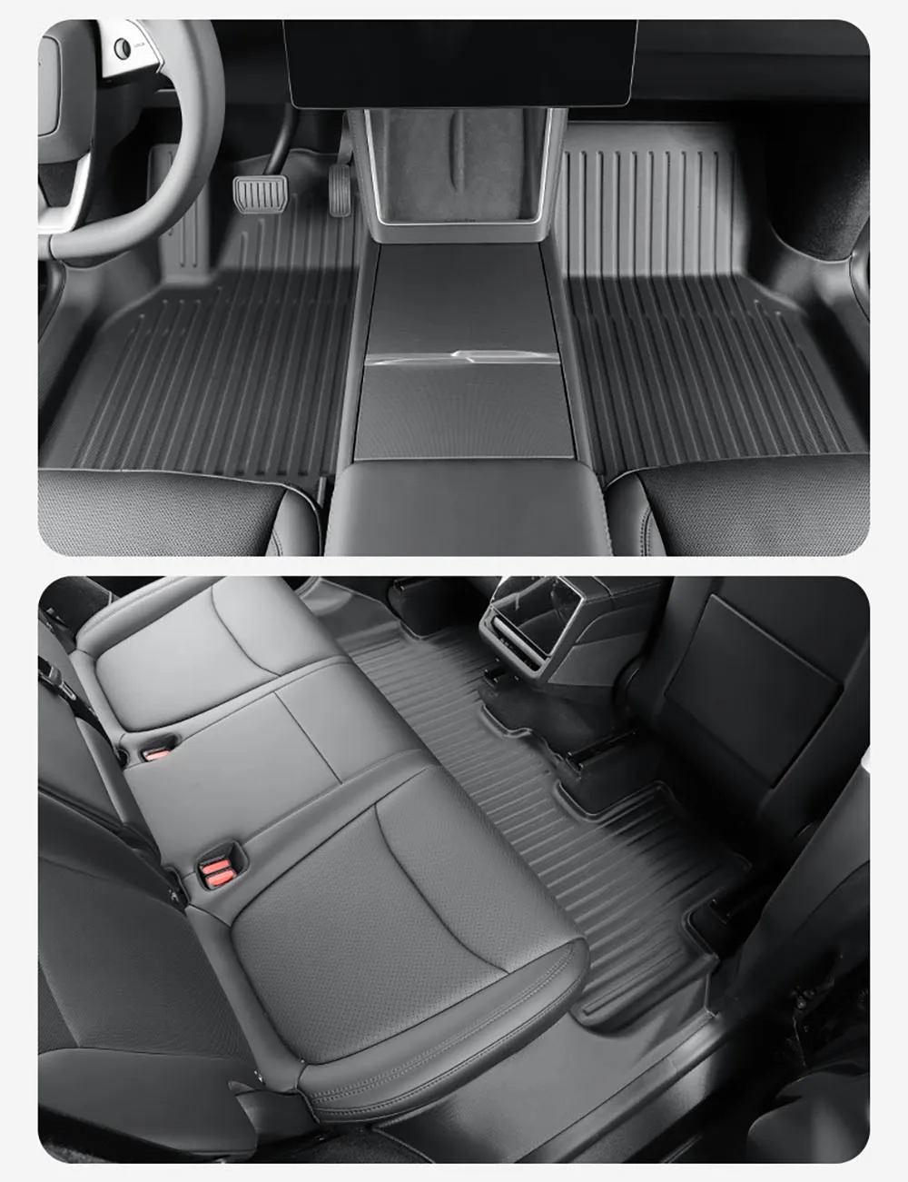 Floor Mat with Door Sill Strip For 2025 Tesla Model Y Juniper Launch All Weather TPE Trunk Cargo Liner Boot Mat Backrest Pad