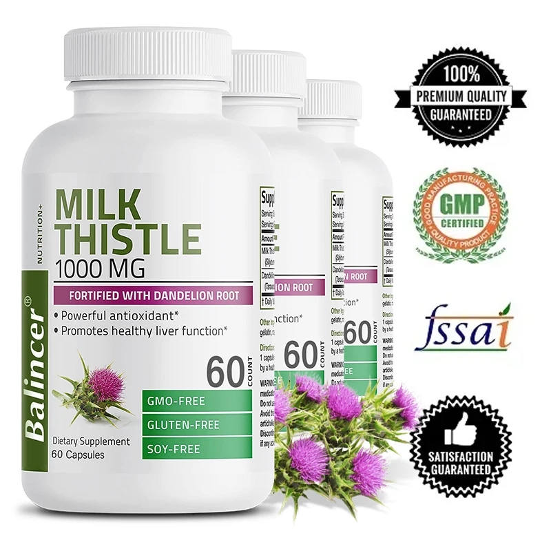 Milk Thistle Capsules-Helps Repair Liver Supports Liver Detoxification Cleanses and Nourishes Liver Antioxidant