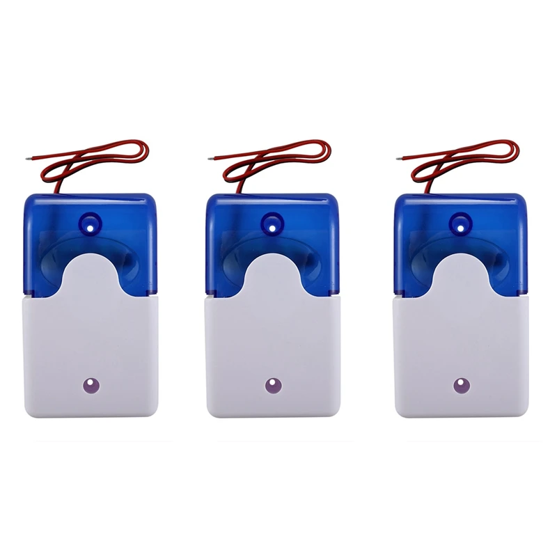 

RISE-3X Wired Strobe Warning Siren DC 12V Sound Alarm Flashing Light Sound Siren Horn Home Security Alarm System 115DB Blue