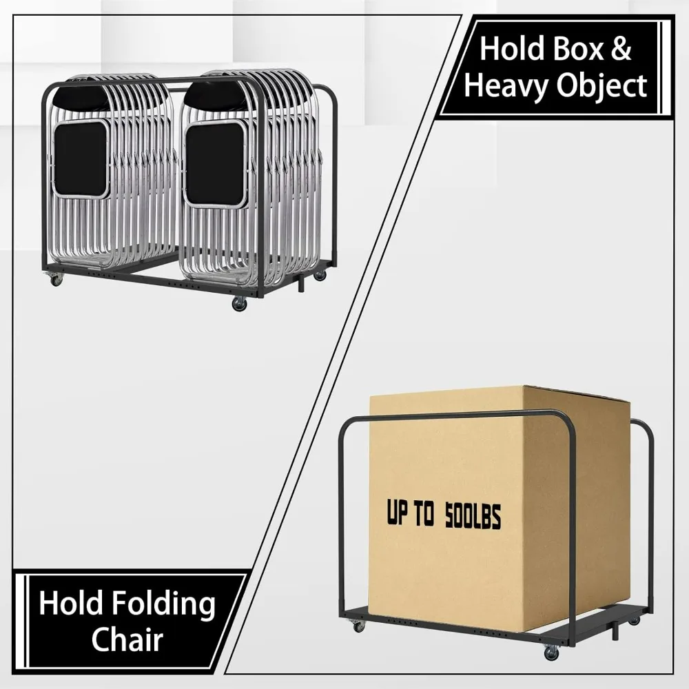Heavy-Duty Folding Table Cart with Braked Casters for Efficient Storage and Transport of Round Tables