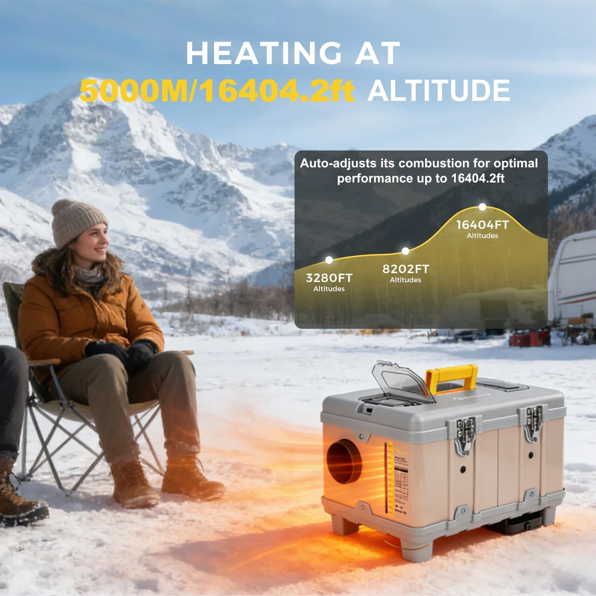 8KW 12V/220V Portable Diesel Air Heater w/ Self-Cleaning & Bluetooth APP High Altitude Mode Car Diesel Heater for RV Truck Van
