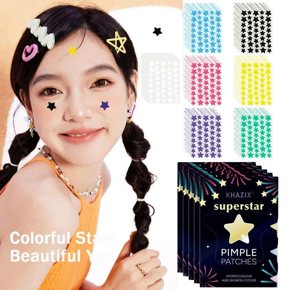 1400pcs Colorful stars Acne patch Acne removal Invisible Concealer Breathable Spots and acne marks cover Facial care patches