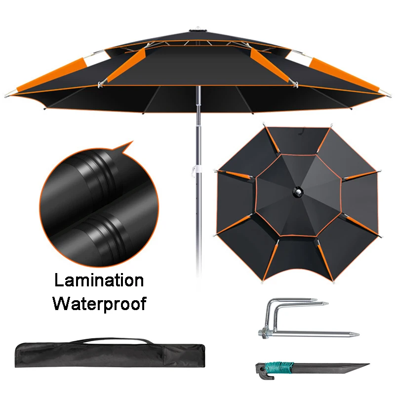1.8-2.6m Parasol Fishing Umbrella Outdoor Camping Awning Double Layer  Detachable Adjustment Direction Sunshade Rainproof Anti-uv - Sun Shelter -  AliExpress